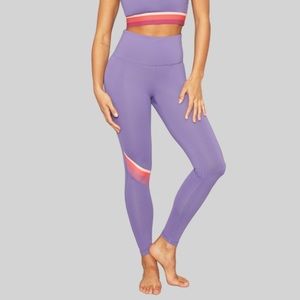 High-Waist Lavender Performance Leggings with Accent Stripe